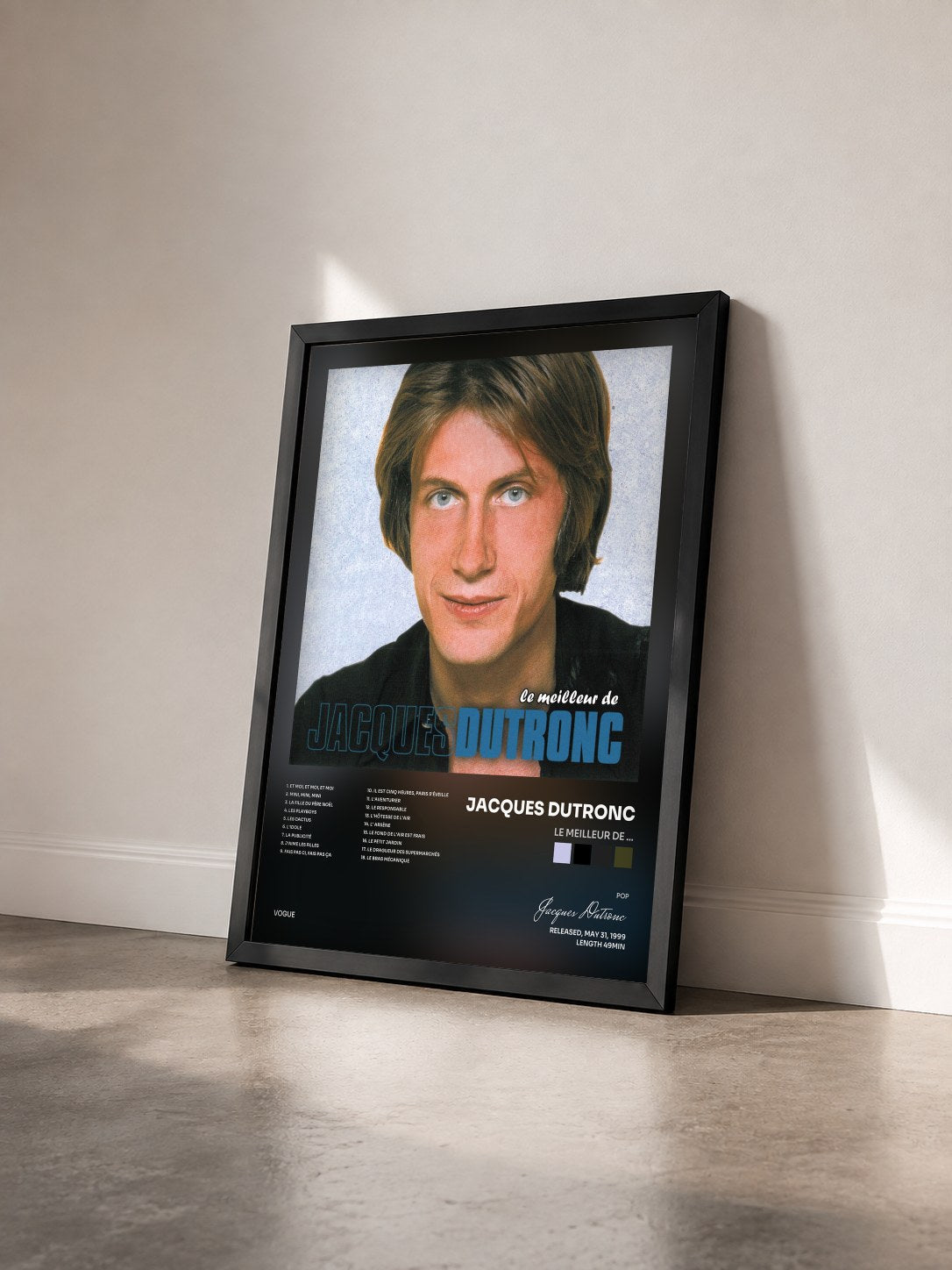 #noir Tableau de l'album Le meilleur de ... de Jacques Dutronc vu de trois quarts, cadre noir
