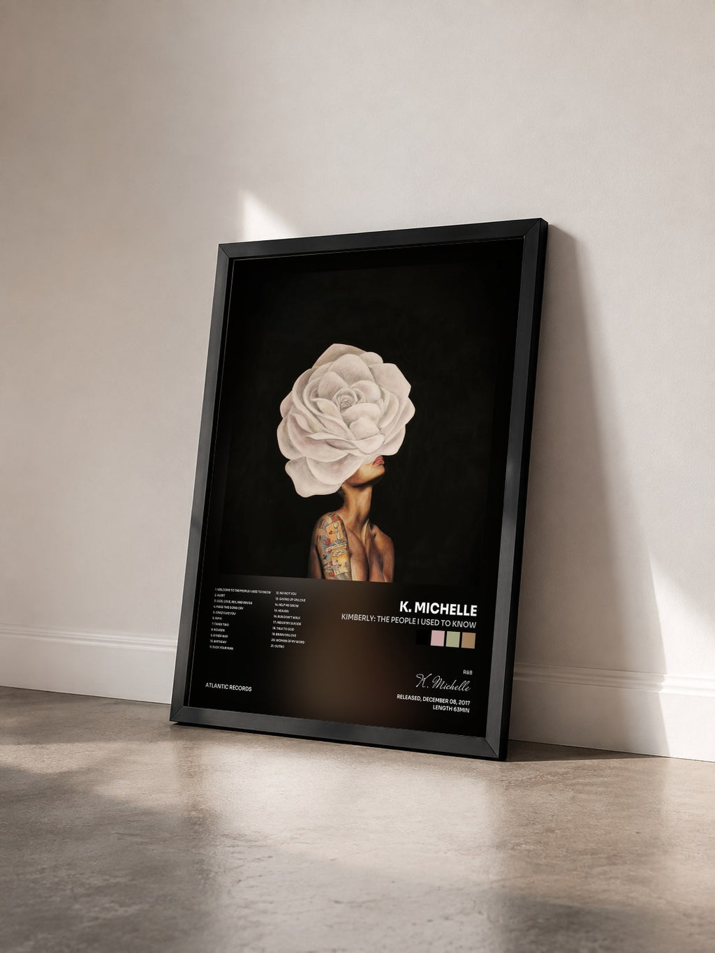 #noir Tableau de l'album KIMBERLY: The People I Used to Know de K. Michelle vu de trois quarts, cadre noir