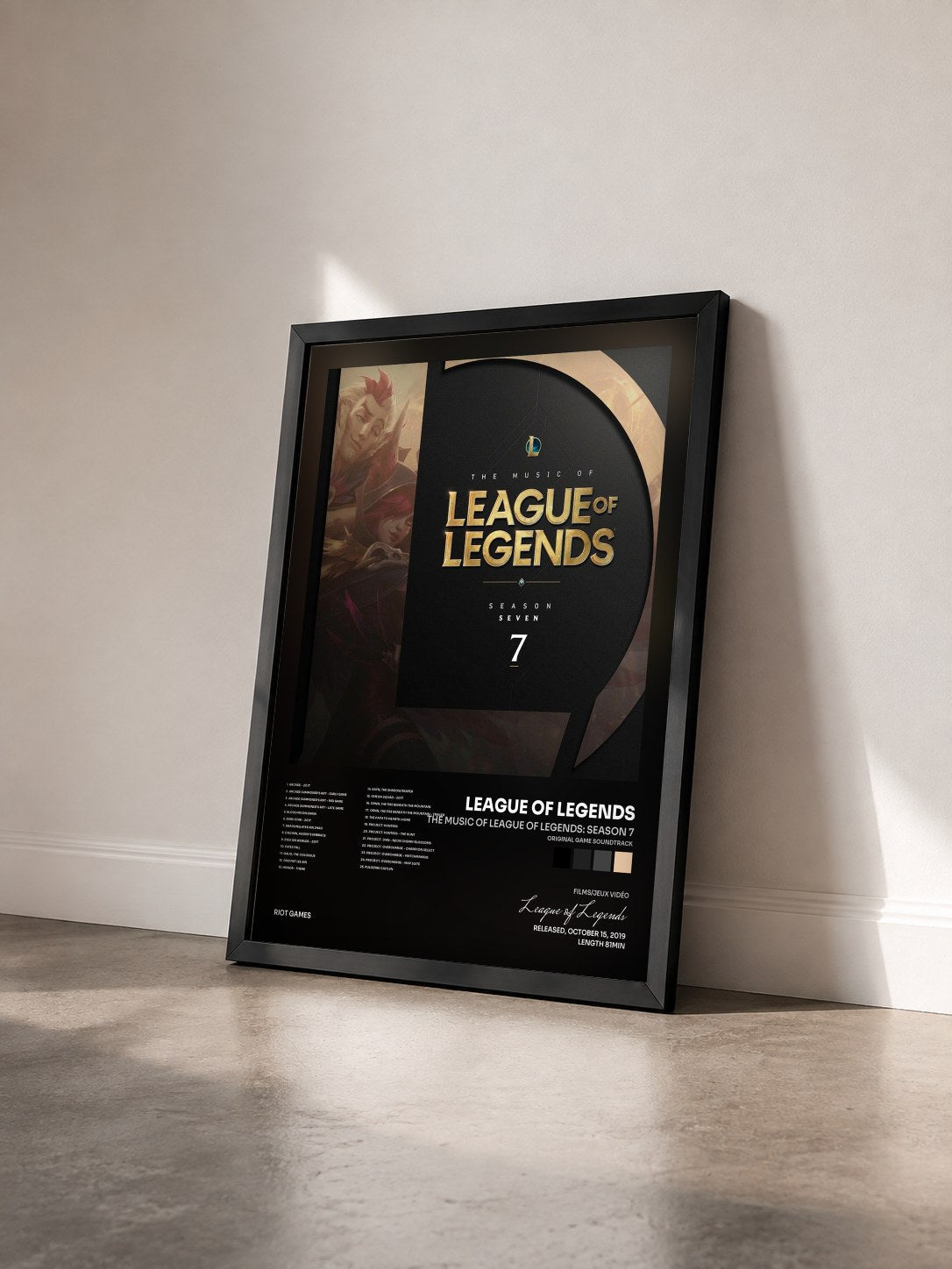 #noir Tableau de l'album The Music of League of Legends: Season 7 (Original Game Soundtrack) de League of Legends vu de trois quarts, cadre noir