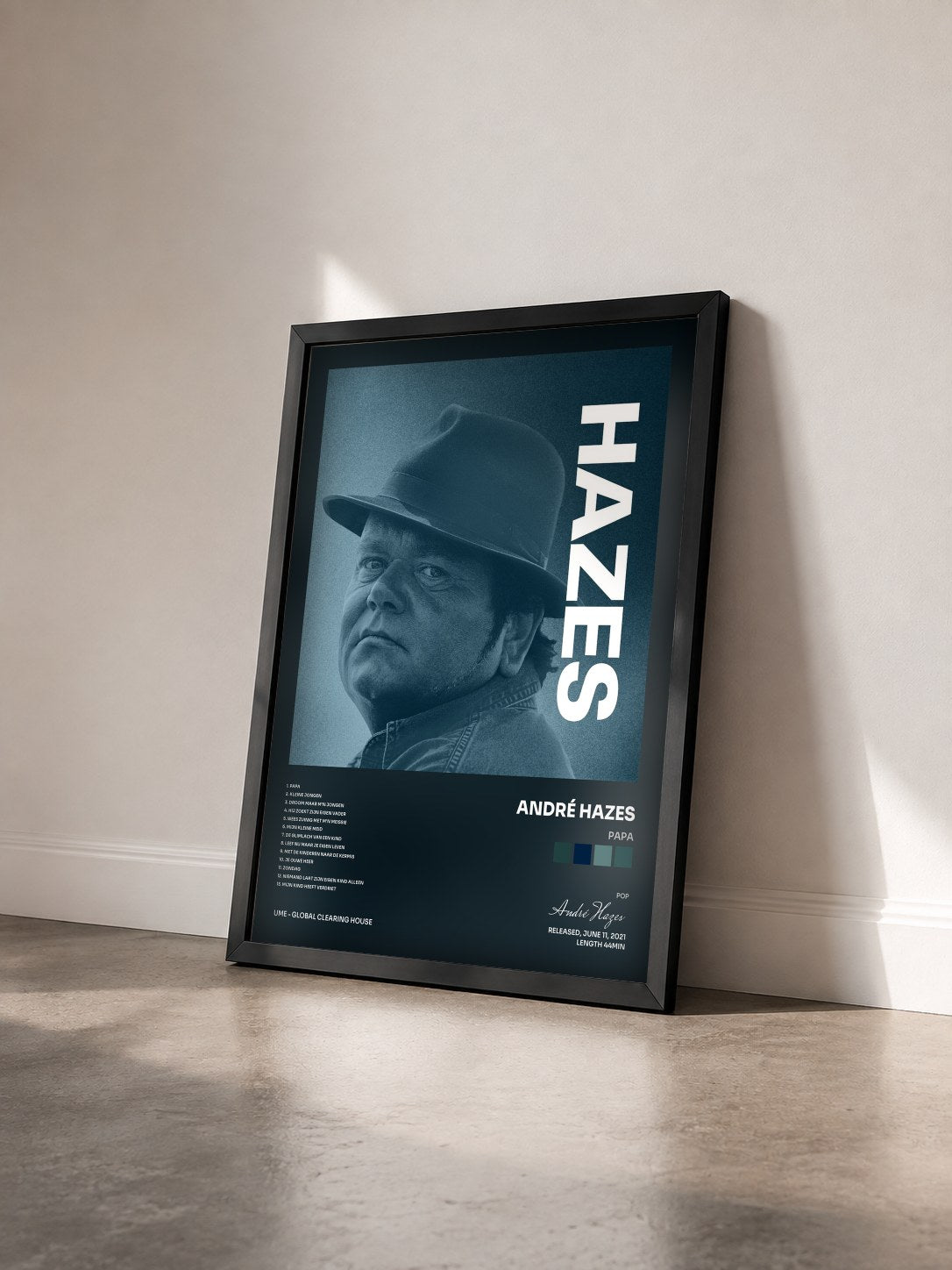 #noir Tableau de l'album Papa de André Hazes vu de trois quarts, cadre noir
