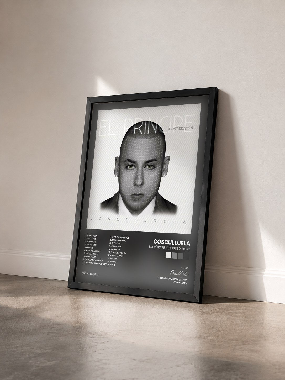 #noir Tableau de l'album El Príncipe [Ghost Edition] de Cosculluela vu de trois quarts, cadre noir