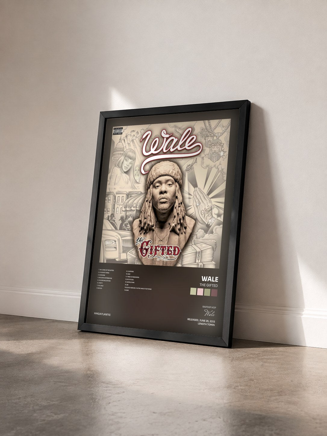 #noir Tableau de l'album The Gifted de Wale vu de trois quarts, cadre noir