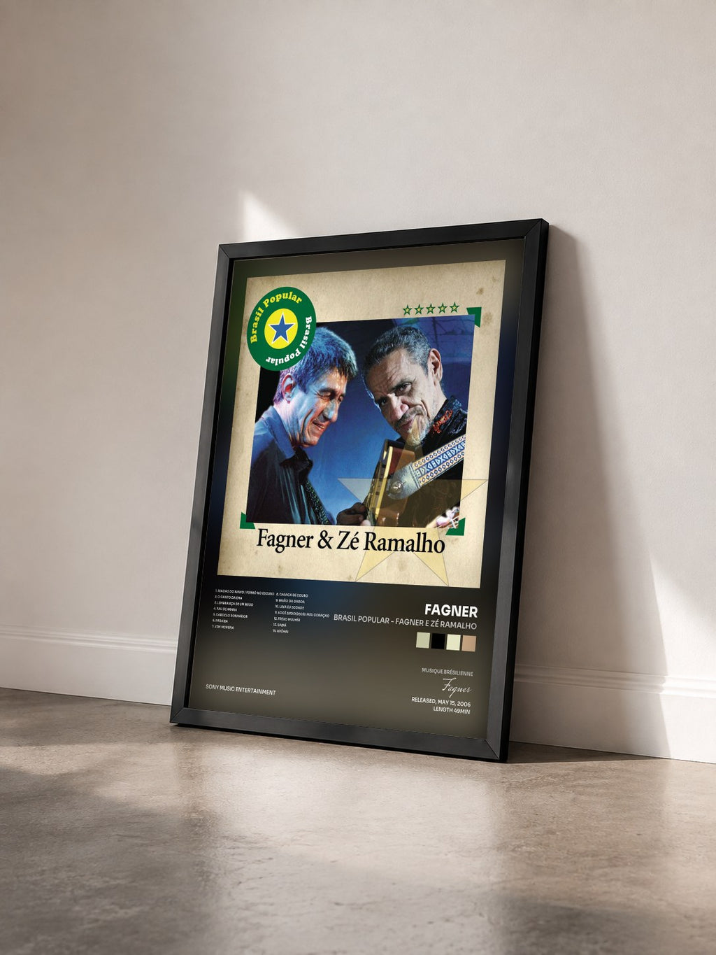 #noir Tableau de l'album Brasil Popular - Fagner E Zé Ramalho de Fagner vu de trois quarts, cadre noir