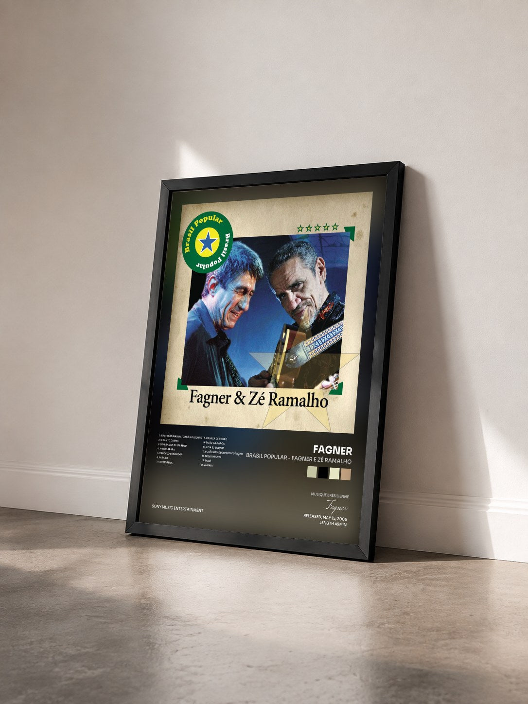 #noir Tableau de l'album Brasil Popular - Fagner E Zé Ramalho de Fagner vu de trois quarts, cadre noir