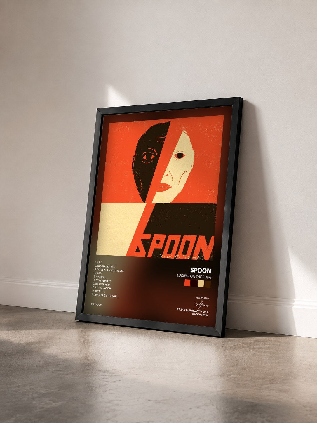 #noir Tableau de l'album Lucifer On The Sofa de Spoon vu de trois quarts, cadre noir
