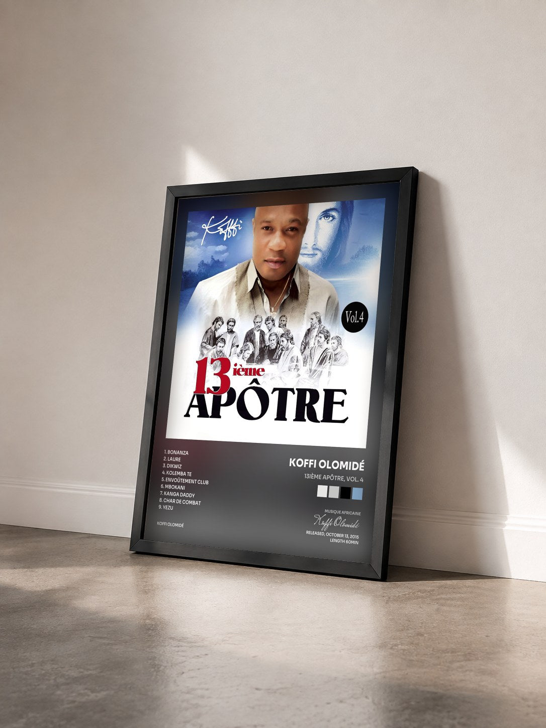 #noir Tableau de l'album 13ième apôtre, Vol. 4 de Koffi Olomidé vu de trois quarts, cadre noir