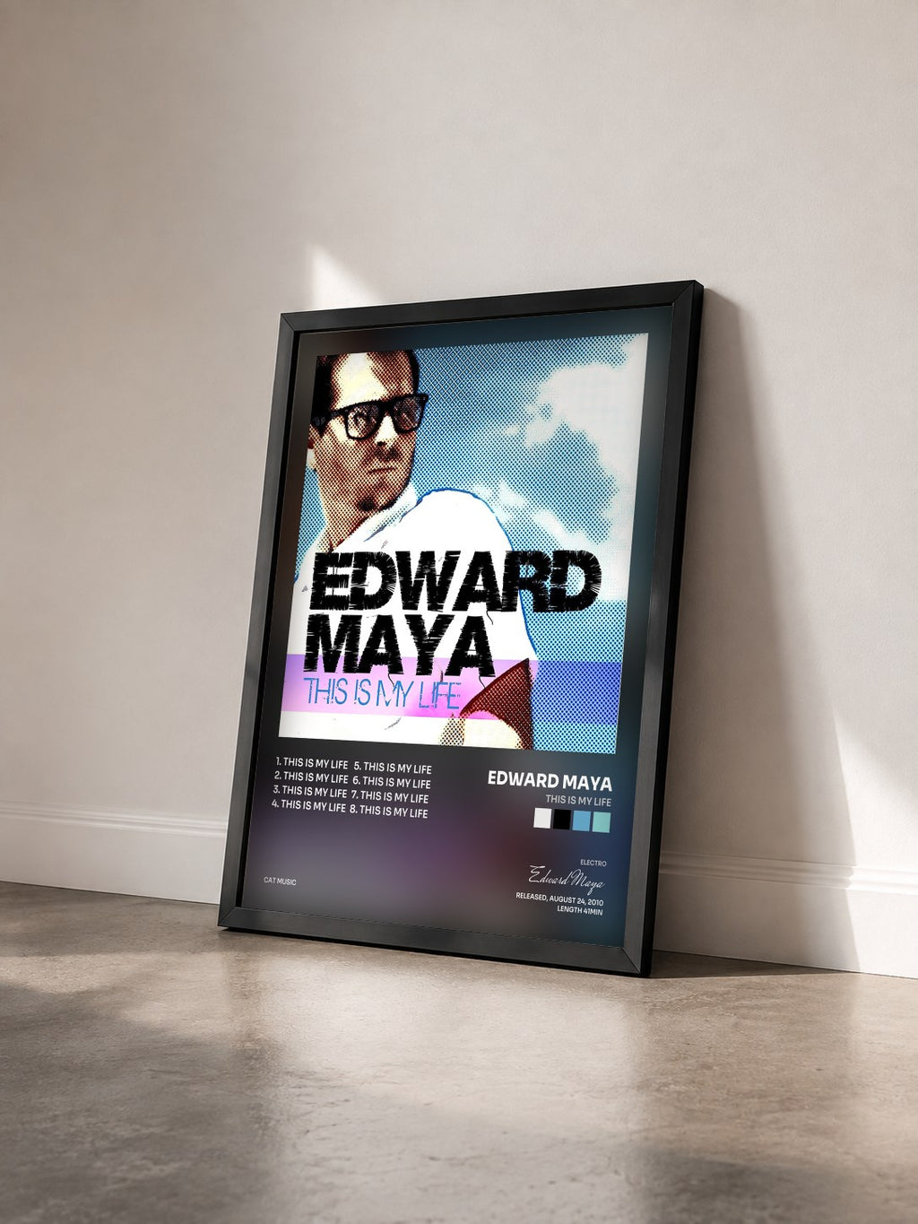 #noir Tableau de l'album This Is My Life de Edward Maya vu de trois quarts, cadre noir