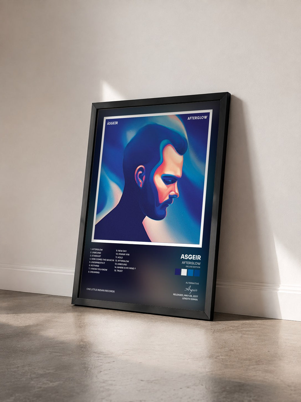 #noir Tableau de l'album Afterglow (Deluxe Edition) de Asgeir vu de trois quarts, cadre noir