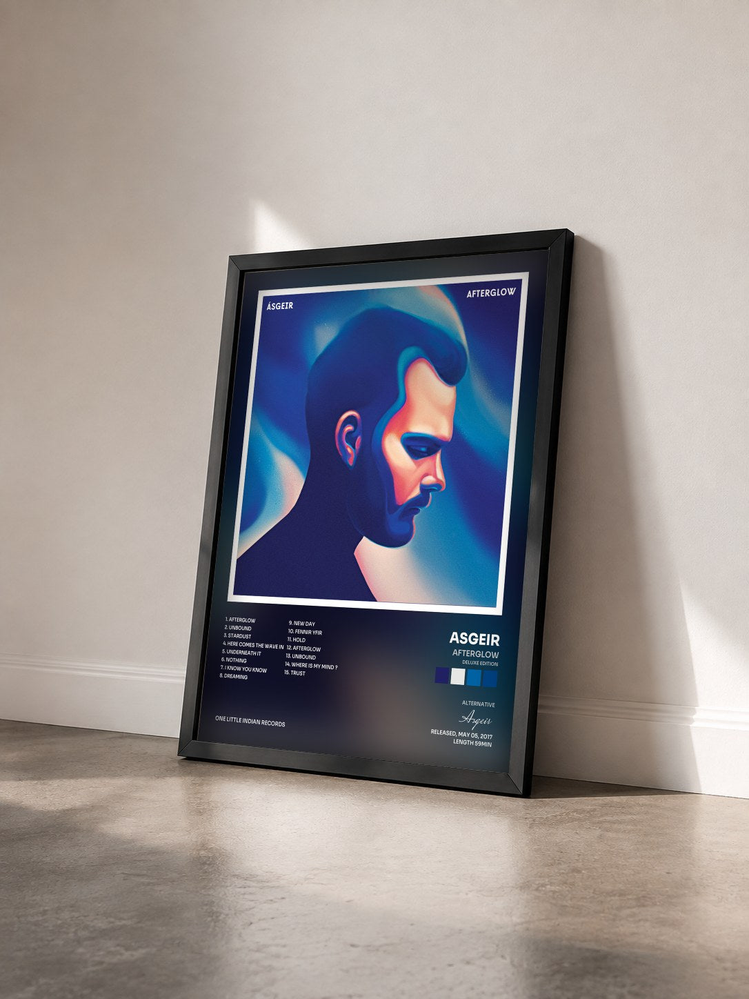 #noir Tableau de l'album Afterglow (Deluxe Edition) de Asgeir vu de trois quarts, cadre noir