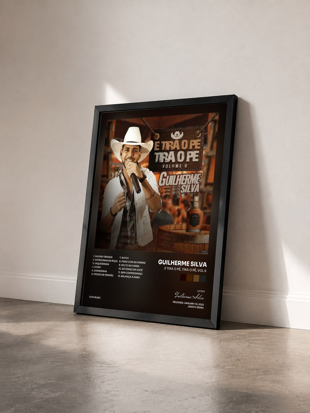 #noir Tableau de l'album E Tira o Pé, Tira o Pé, Vol 6 de Guilherme Silva vu de trois quarts, cadre noir
