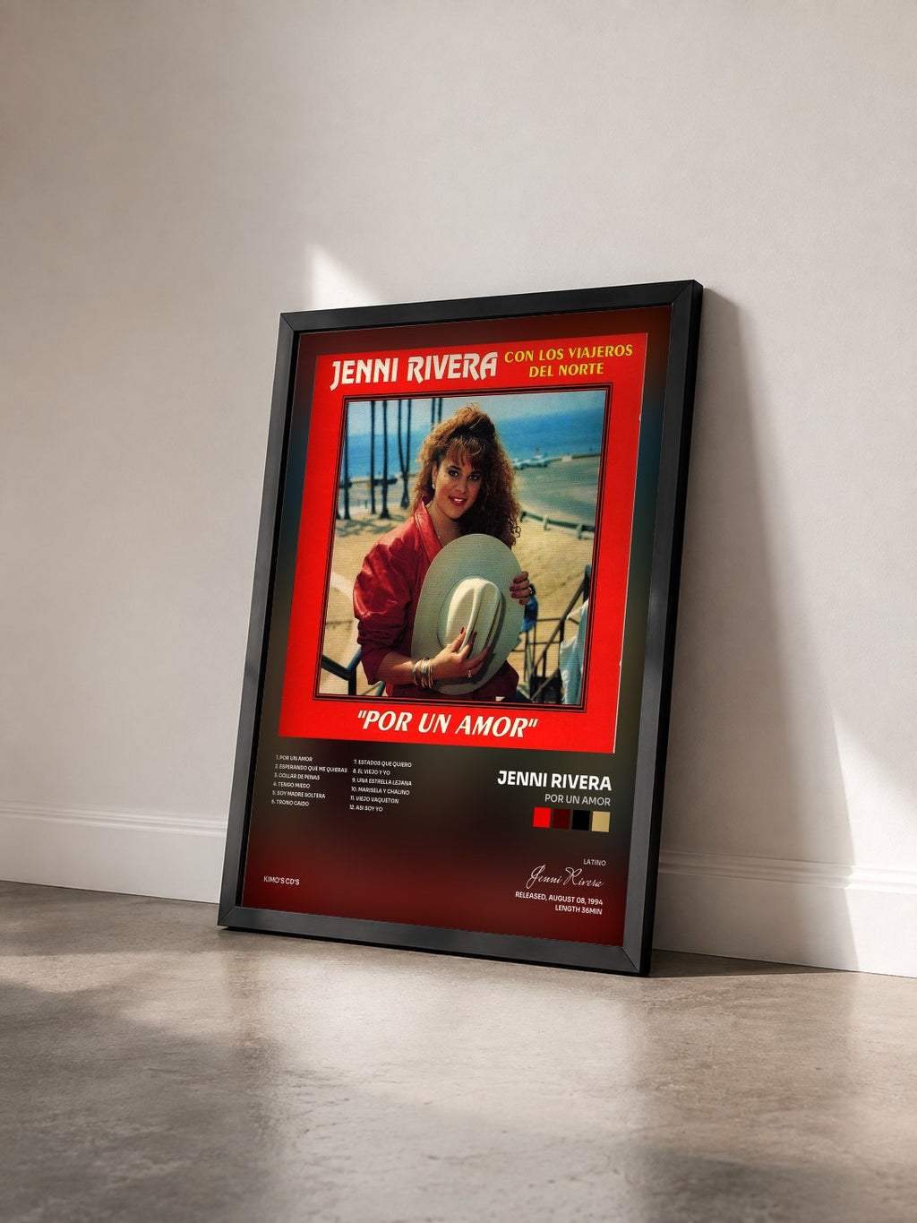 #noir Tableau de l'album Por un Amor de Jenni Rivera vu de trois quarts, cadre noir