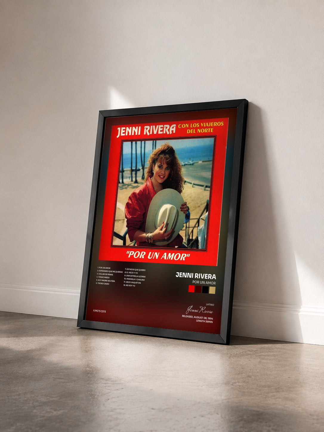#noir Tableau de l'album Por un Amor de Jenni Rivera vu de trois quarts, cadre noir