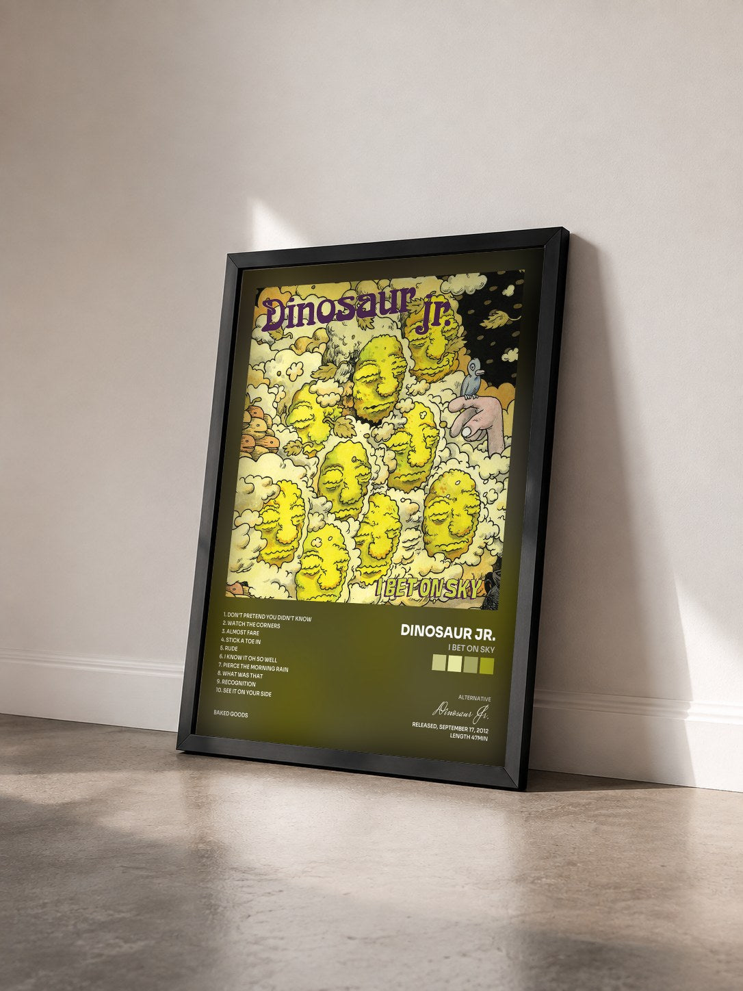 #noir Tableau de l'album I Bet On Sky de Dinosaur Jr. vu de trois quarts, cadre noir