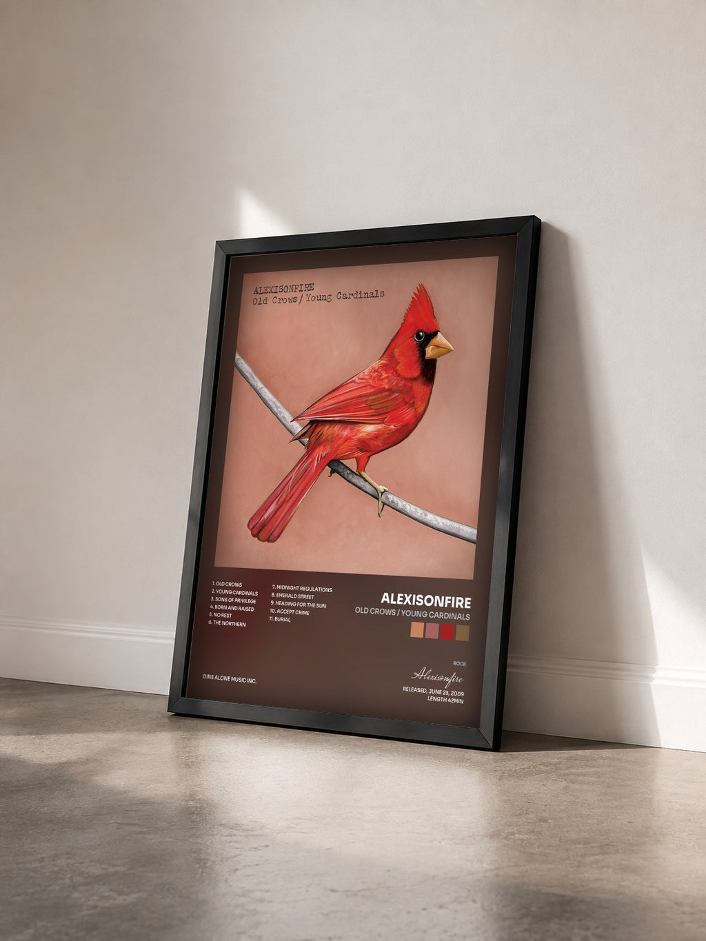 #noir Tableau de l'album Old Crows / Young Cardinals de Alexisonfire vu de trois quarts, cadre noir