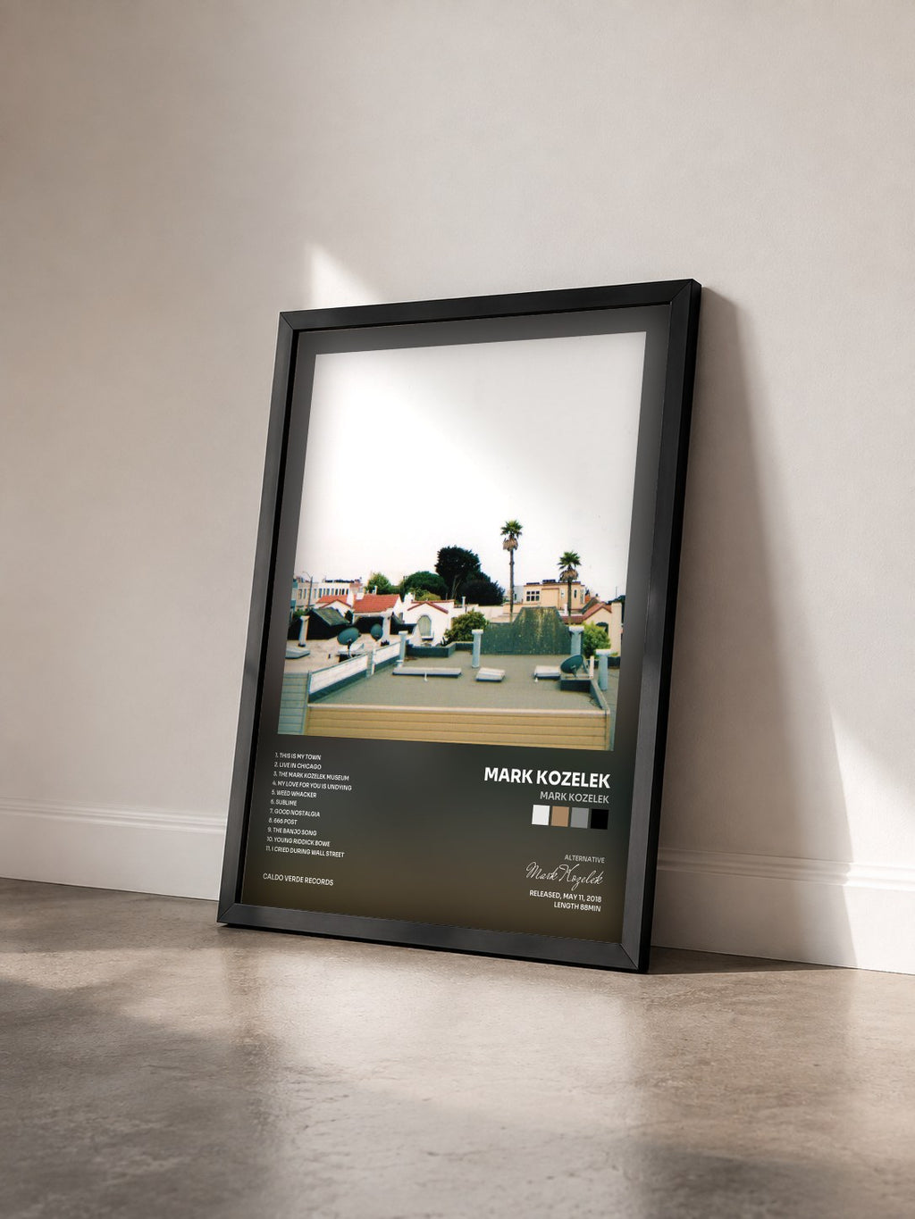 #noir Tableau de l'album Mark Kozelek de Mark Kozelek vu de trois quarts, cadre noir