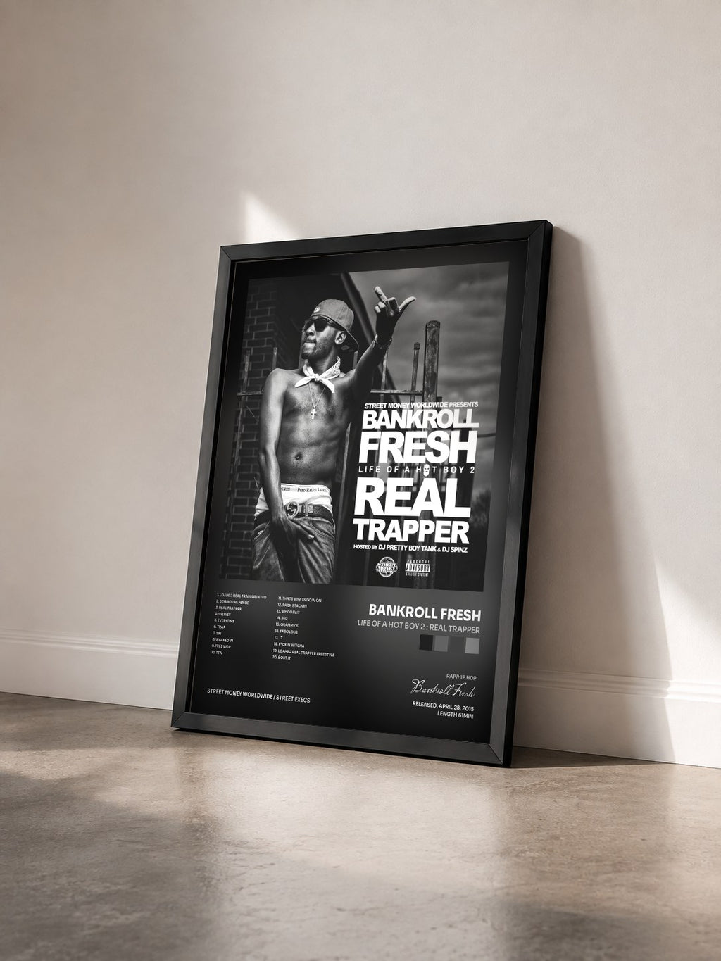 #noir Tableau de l'album Life Of A Hot Boy 2 : Real Trapper de Bankroll Fresh vu de trois quarts, cadre noir
