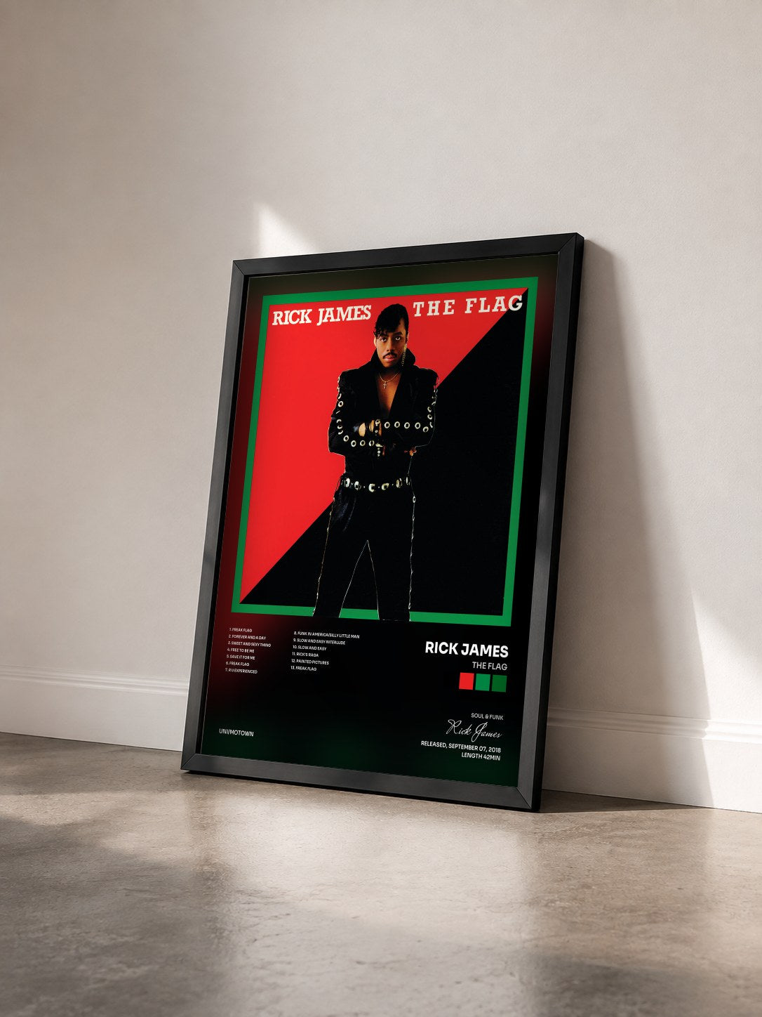 #noir Tableau de l'album The Flag de Rick James vu de trois quarts, cadre noir