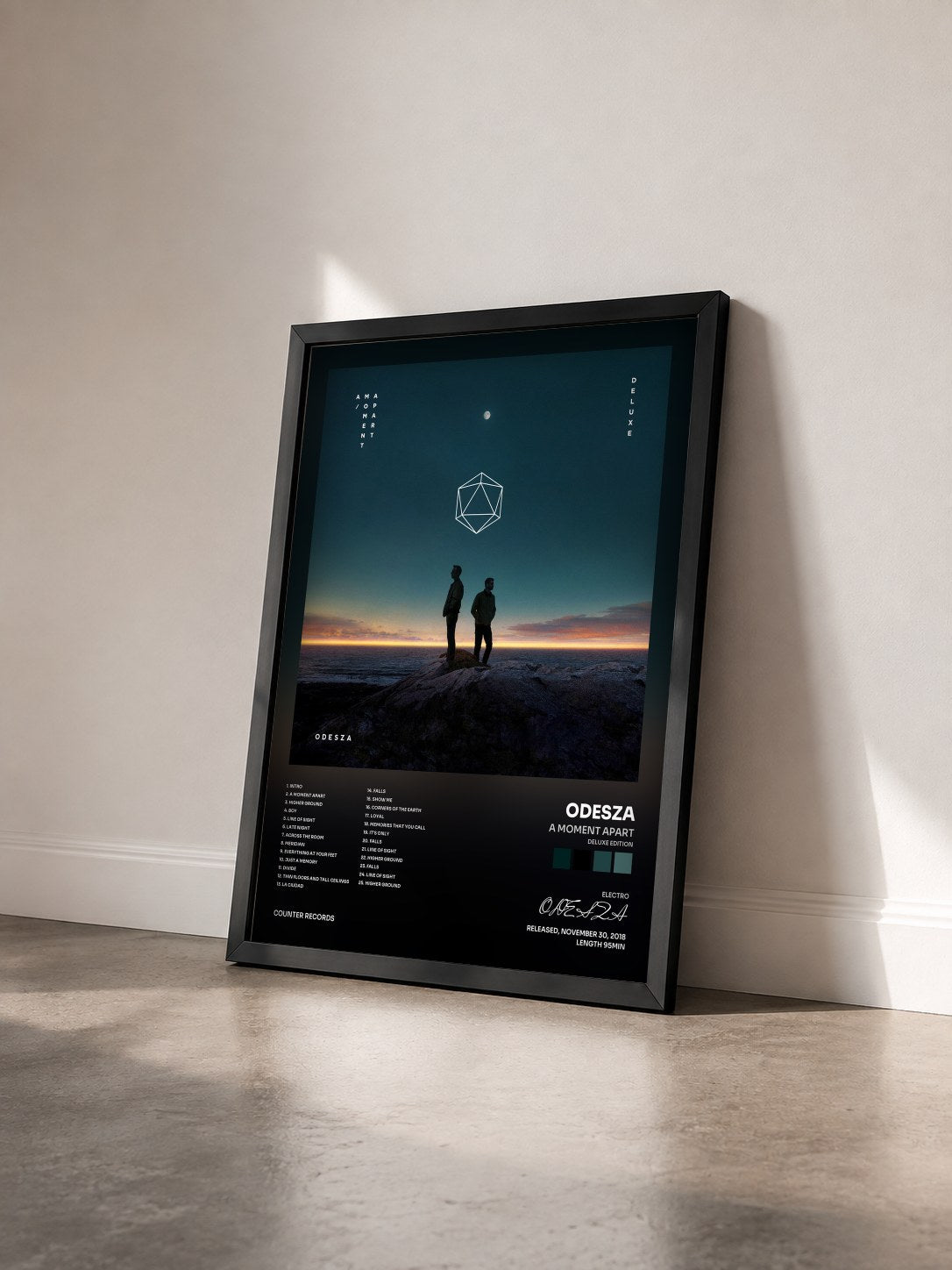 #noir Tableau de l'album A Moment Apart (Deluxe Edition) de ODESZA vu de trois quarts, cadre noir