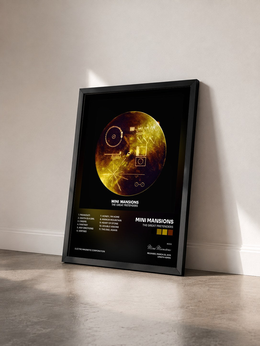 #noir Tableau de l'album The Great Pretenders de Mini Mansions vu de trois quarts, cadre noir