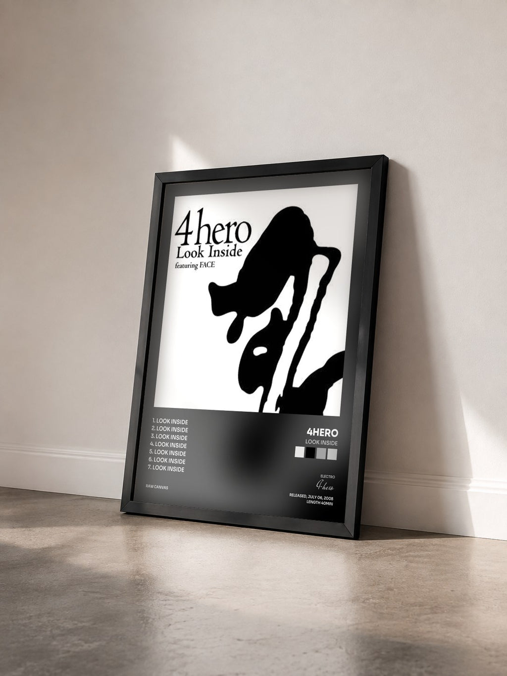 #noir Tableau de l'album Look Inside de 4hero vu de trois quarts, cadre noir