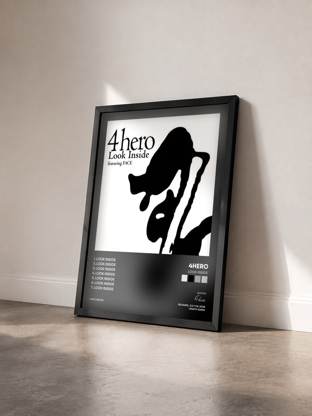 #noir Tableau de l'album Look Inside de 4hero vu de trois quarts, cadre noir