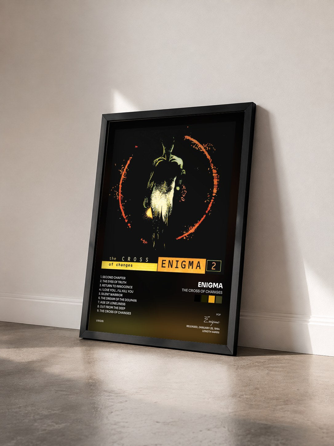 #noir Tableau de l'album The Cross Of Changes de Enigma vu de trois quarts, cadre noir