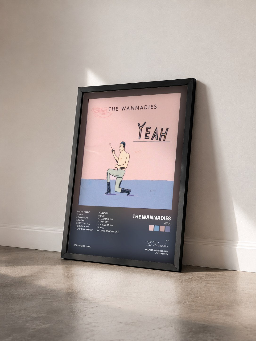 #noir Tableau de l'album Yeah de The Wannadies vu de trois quarts, cadre noir