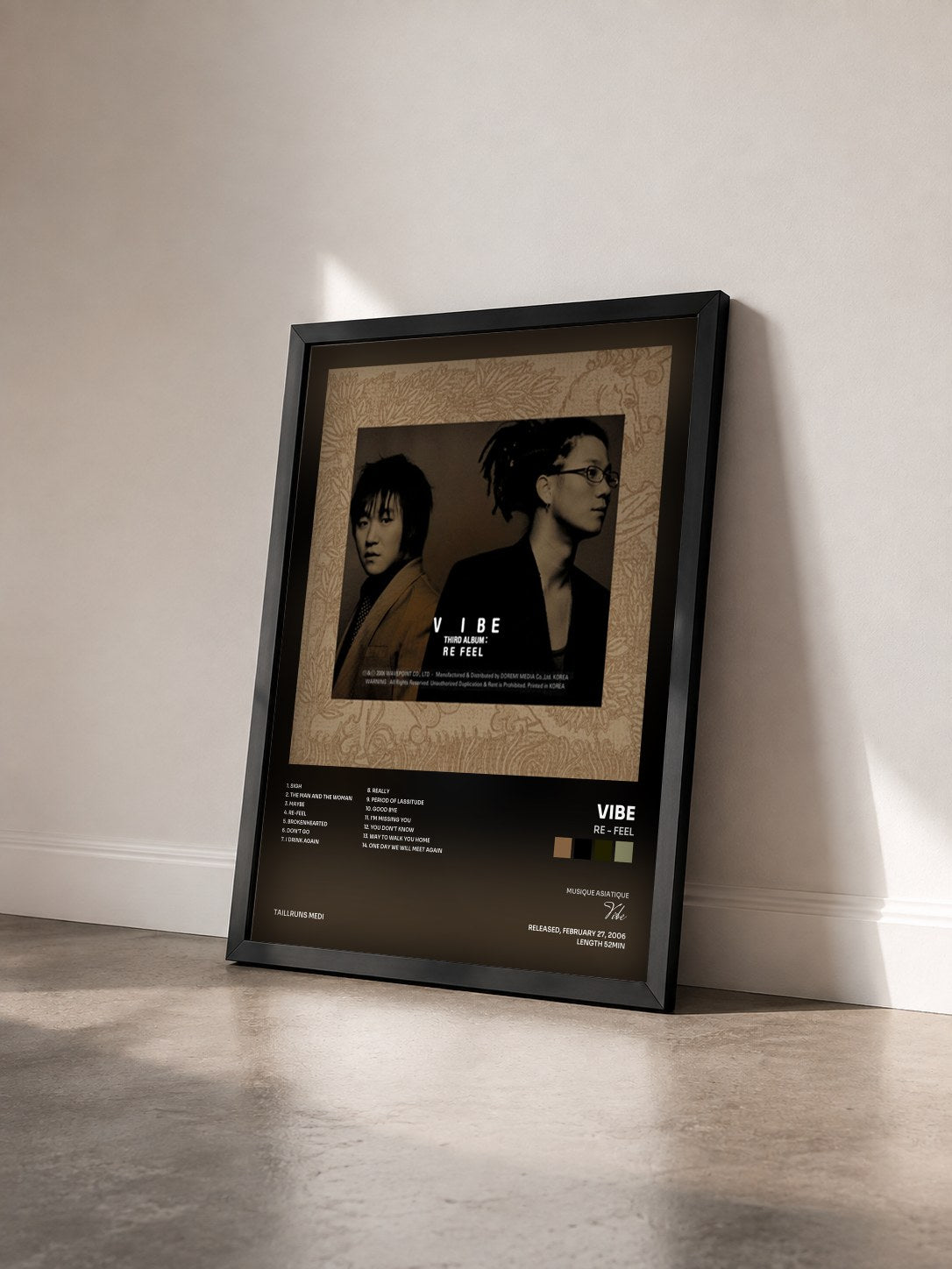 #noir Tableau de l'album Re - Feel de Vibe vu de trois quarts, cadre noir