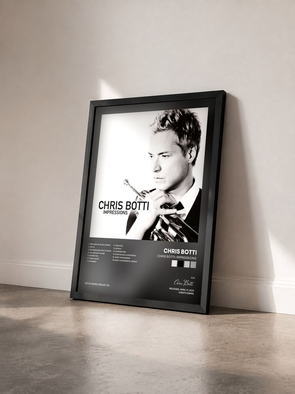 #noir Tableau de l'album Chris Botti: Impressions de Chris Botti vu de trois quarts, cadre noir