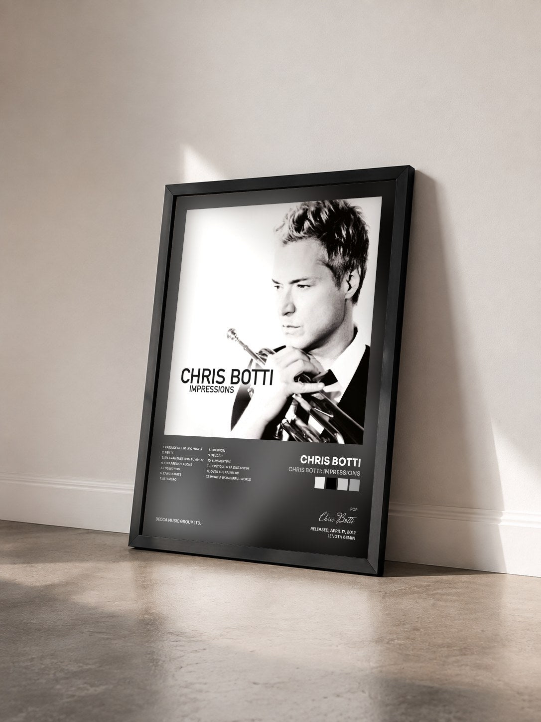 #noir Tableau de l'album Chris Botti: Impressions de Chris Botti vu de trois quarts, cadre noir