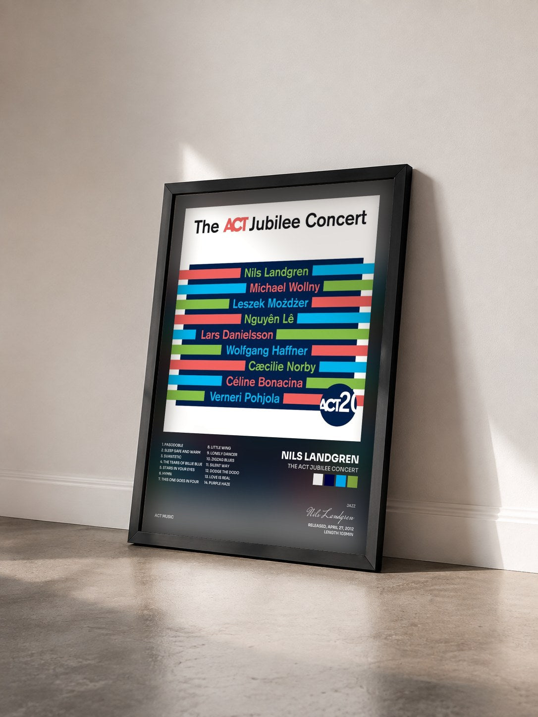#noir Tableau de l'album The Act Jubilee Concert de Nils Landgren vu de trois quarts, cadre noir