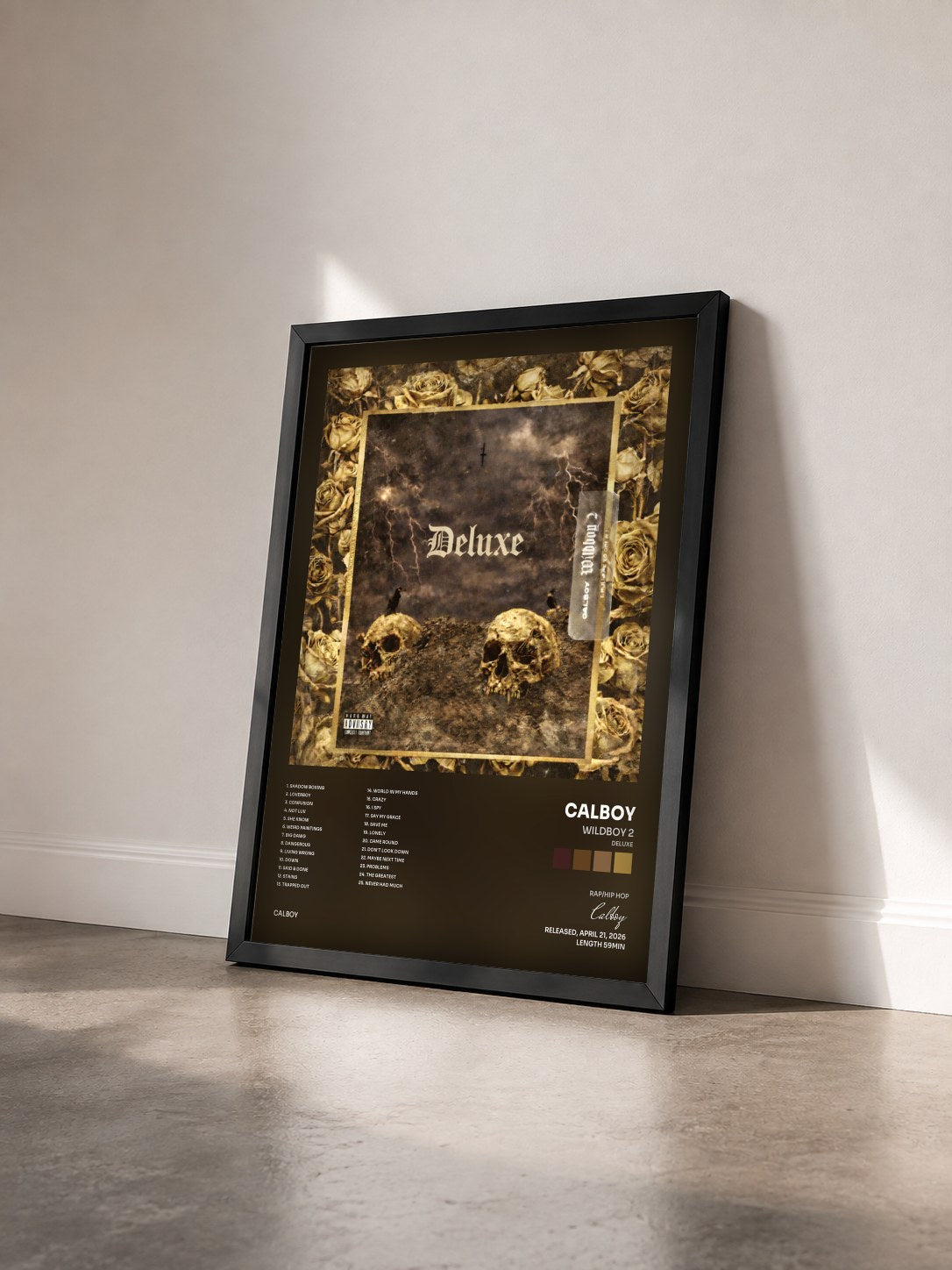 #noir Tableau de l'album Wildboy 2 (Deluxe) de Calboy vu de trois quarts, cadre noir