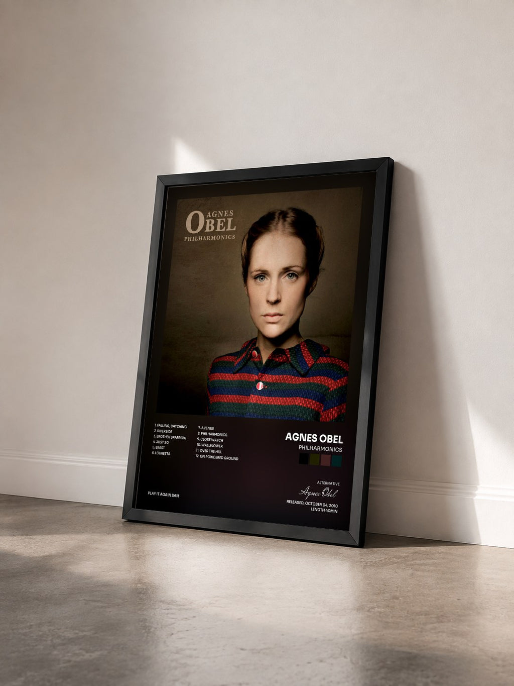 #noir Tableau de l'album Philharmonics de Agnes Obel vu de trois quarts, cadre noir