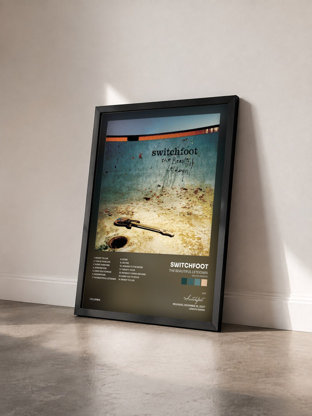 #noir Tableau de l'album The Beautiful Letdown (Deluxe Version) de Switchfoot vu de trois quarts, cadre noir