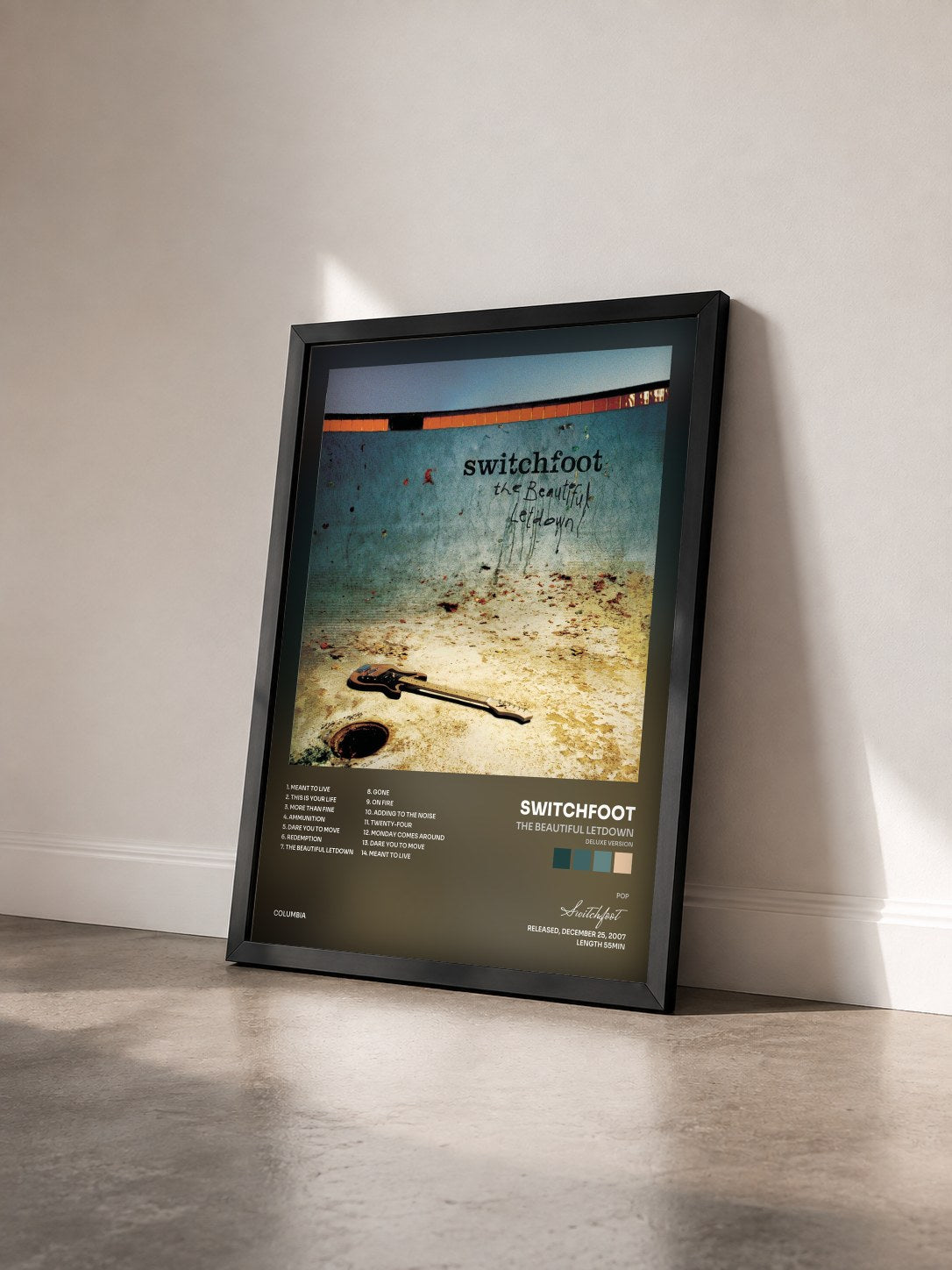 #noir Tableau de l'album The Beautiful Letdown (Deluxe Version) de Switchfoot vu de trois quarts, cadre noir