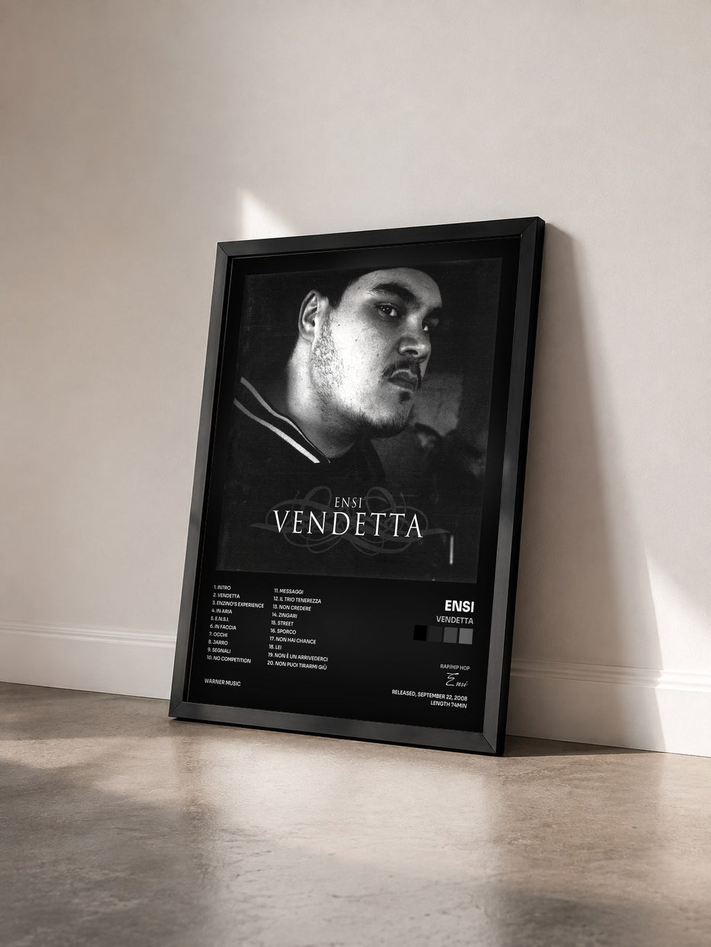 #noir Tableau de l'album VENDETTA de Ensi vu de trois quarts, cadre noir
