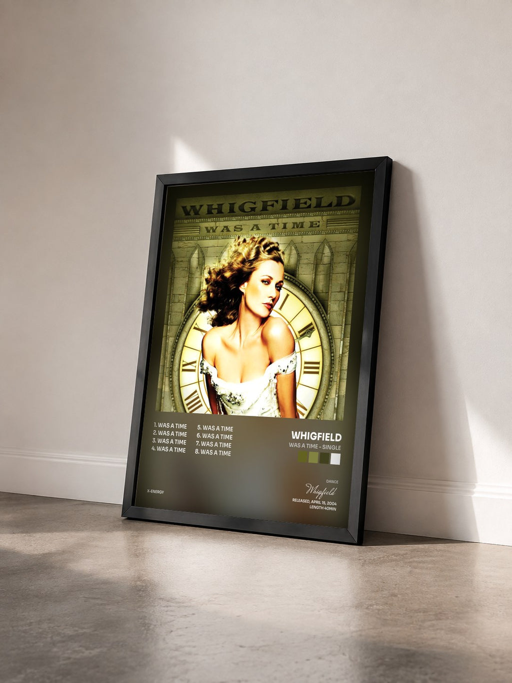 #noir Tableau de l'album Was a Time - Single de Whigfield vu de trois quarts, cadre noir