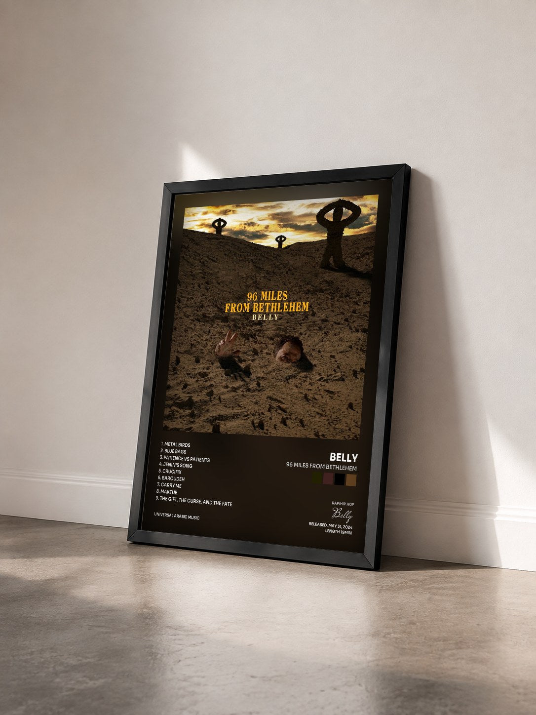 #noir Tableau de l'album 96 Miles From Bethlehem de Belly vu de trois quarts, cadre noir