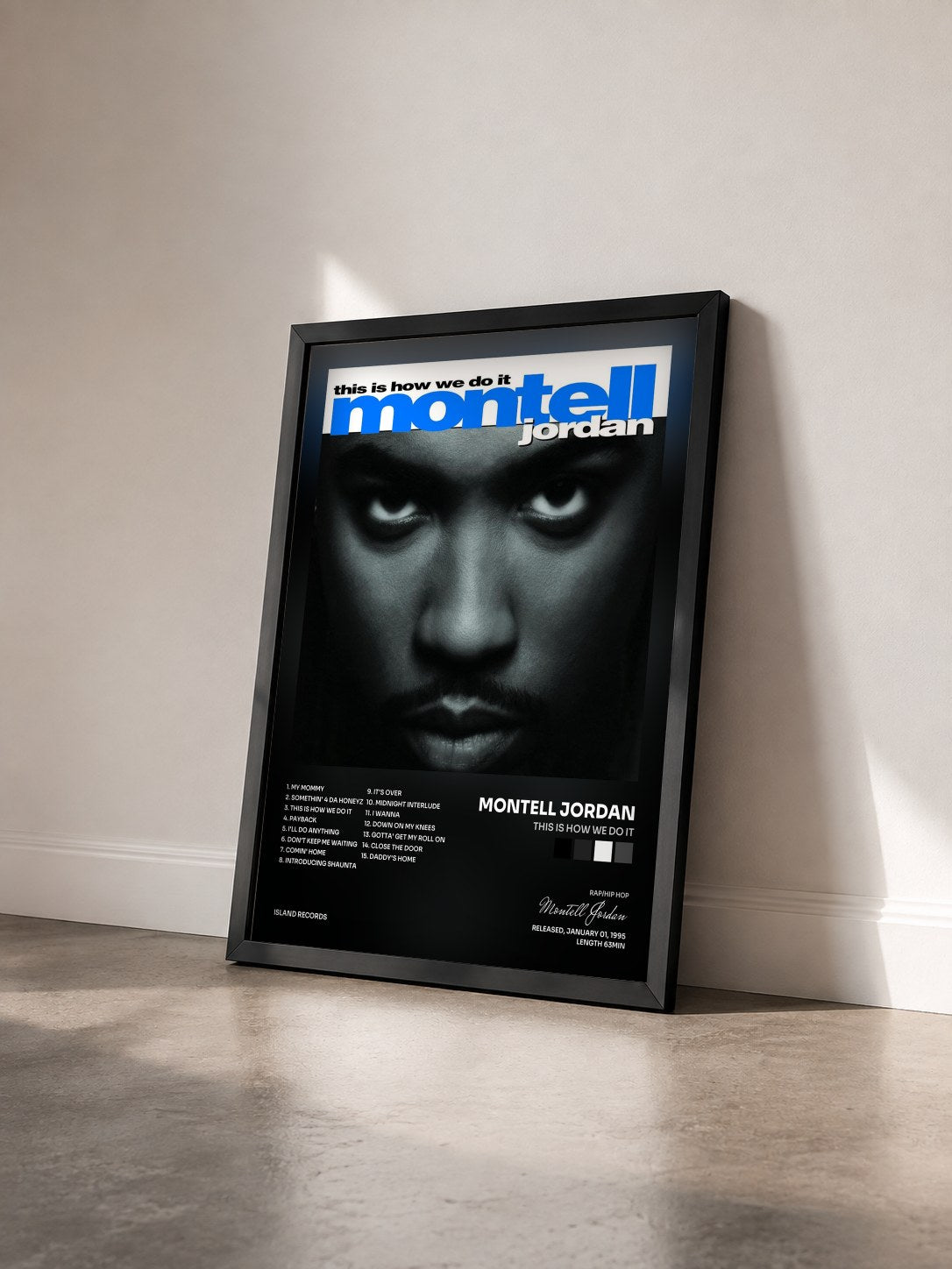 #noir Tableau de l'album This Is How We Do It de Montell Jordan vu de trois quarts, cadre noir