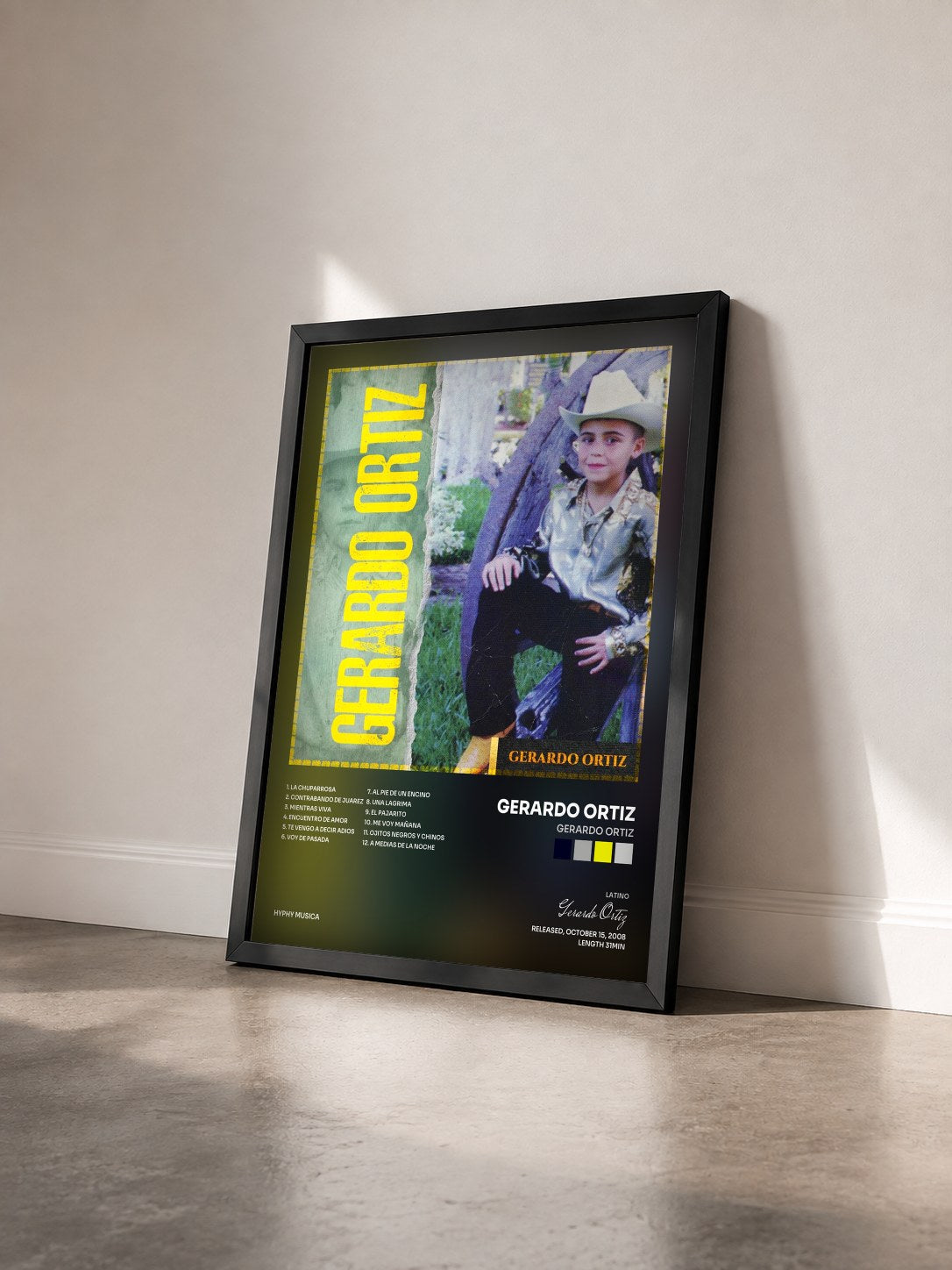 #noir Tableau de l'album Gerardo Ortiz de Gerardo Ortiz vu de trois quarts, cadre noir