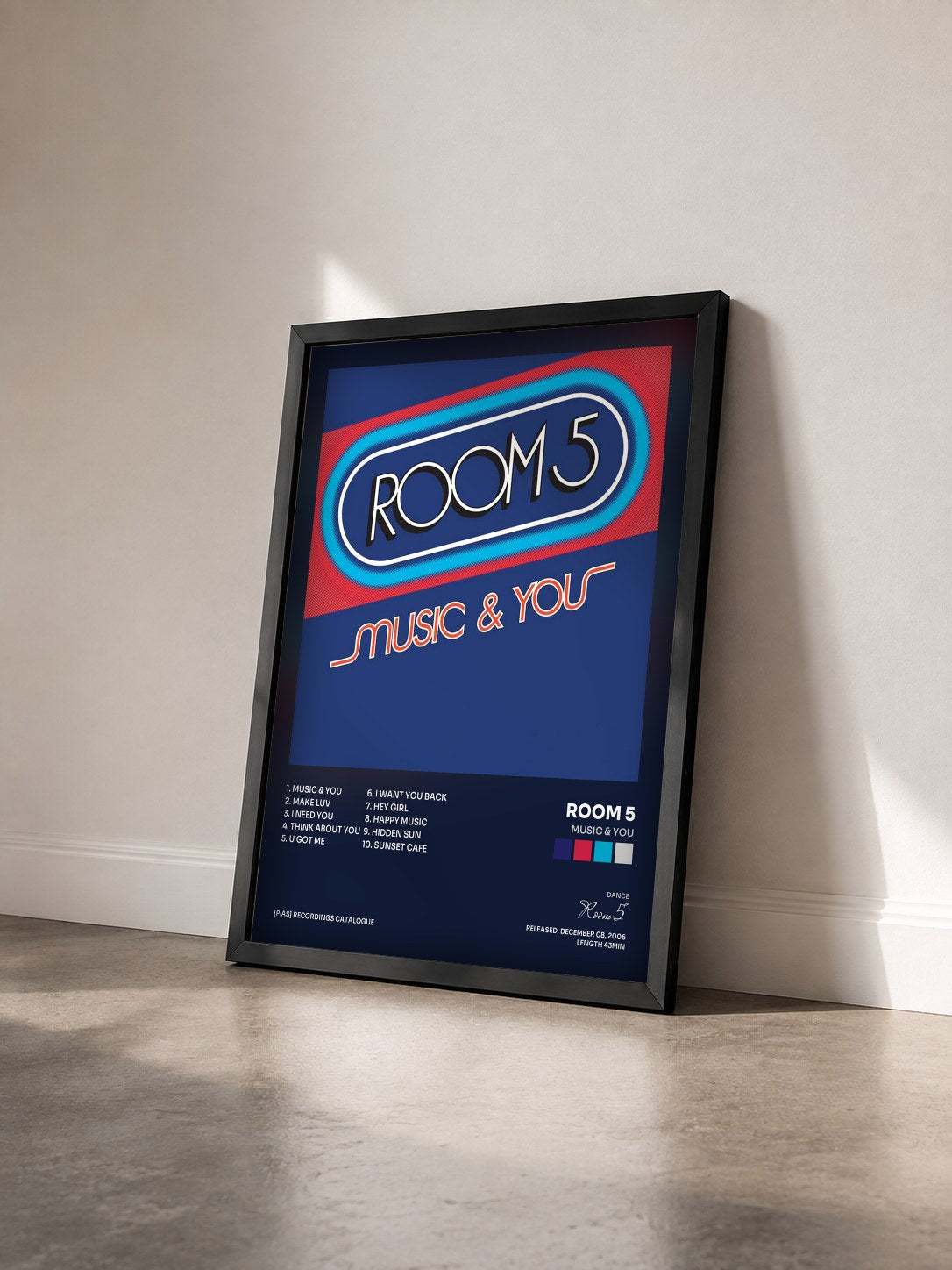 #noir Tableau de l'album Music & You de Room 5 vu de trois quarts, cadre noir