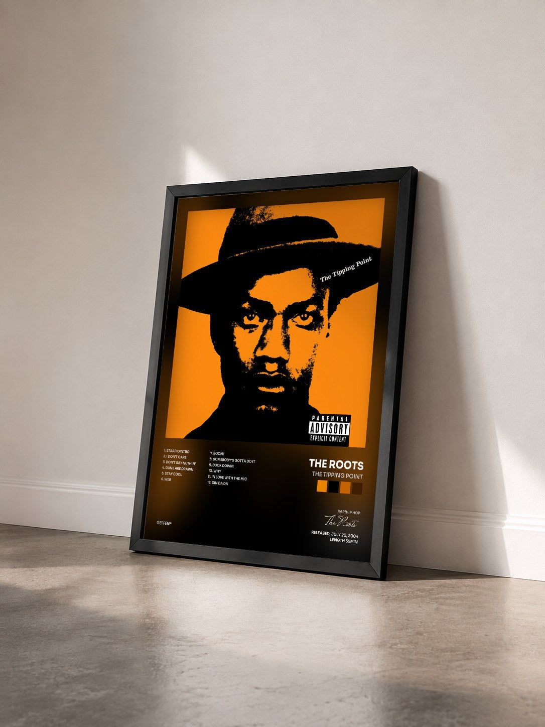 #noir Tableau de l'album The Tipping Point de The Roots vu de trois quarts, cadre noir