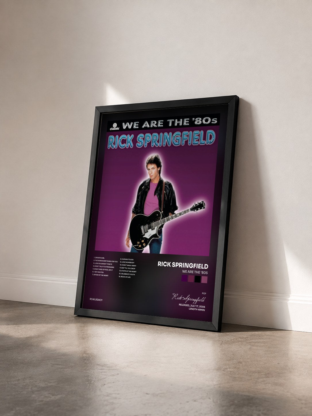#noir Tableau de l'album We Are The '80s de Rick Springfield vu de trois quarts, cadre noir
