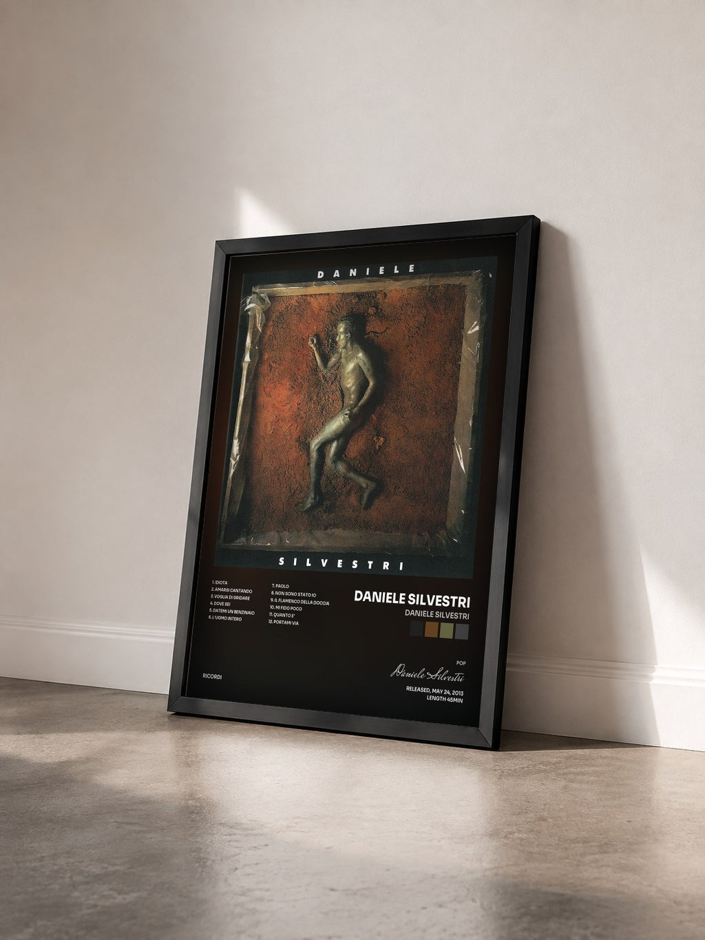#noir Tableau de l'album Daniele Silvestri de Daniele Silvestri vu de trois quarts, cadre noir