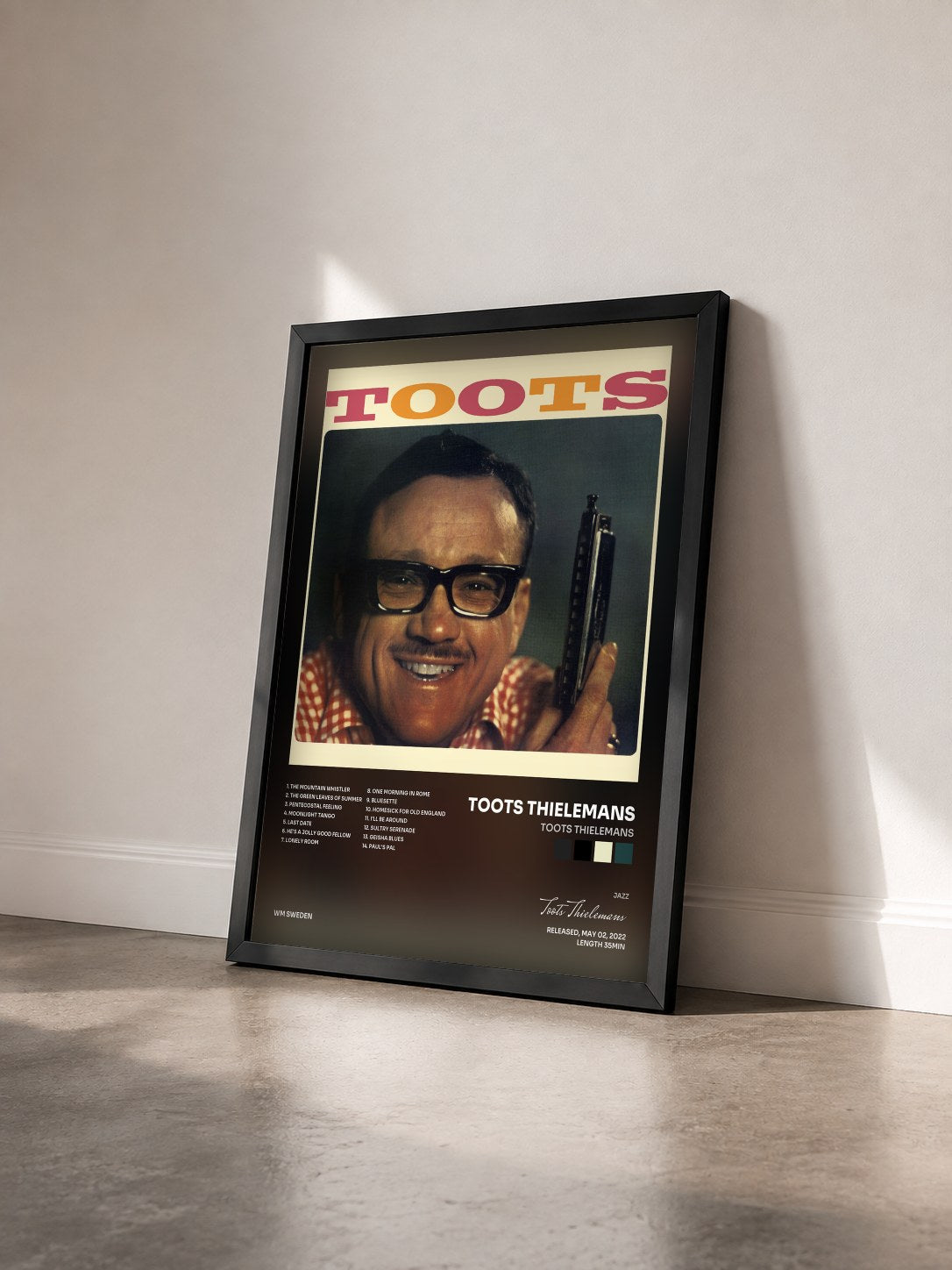 #noir Tableau de l'album Toots Thielemans de Toots Thielemans vu de trois quarts, cadre noir