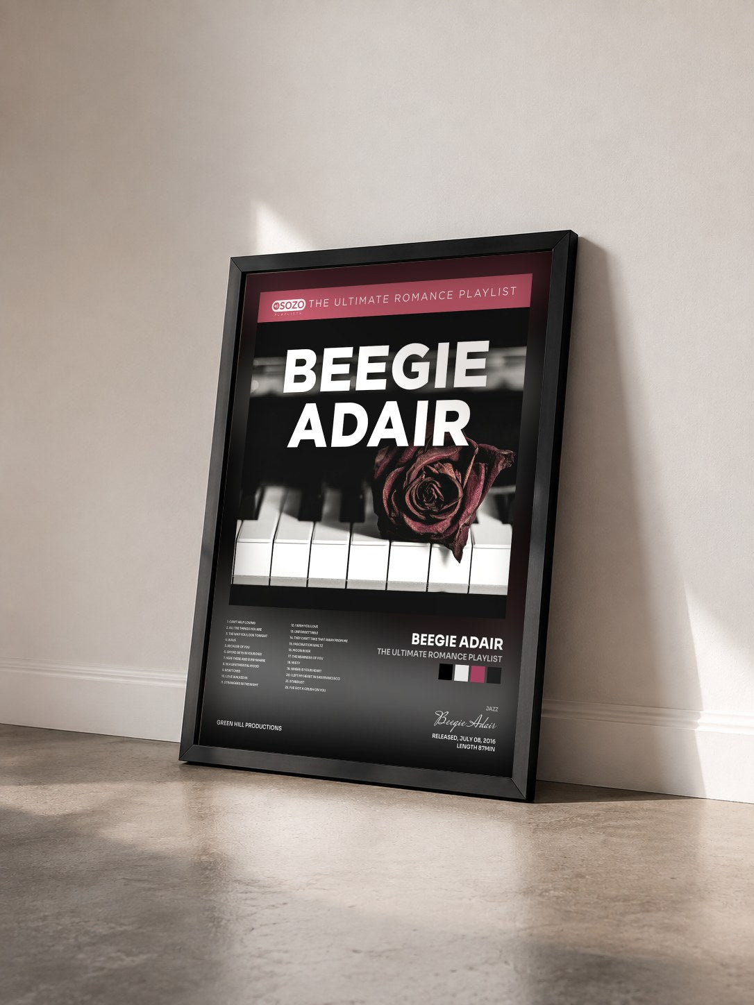 #noir Tableau de l'album The Ultimate Romance Playlist de Beegie Adair vu de trois quarts, cadre noir