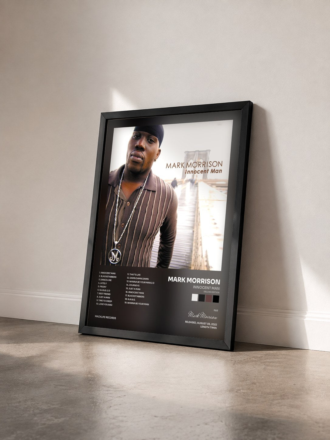#noir Tableau de l'album Innocent Man (Deluxe Edition) de Mark Morrison vu de trois quarts, cadre noir