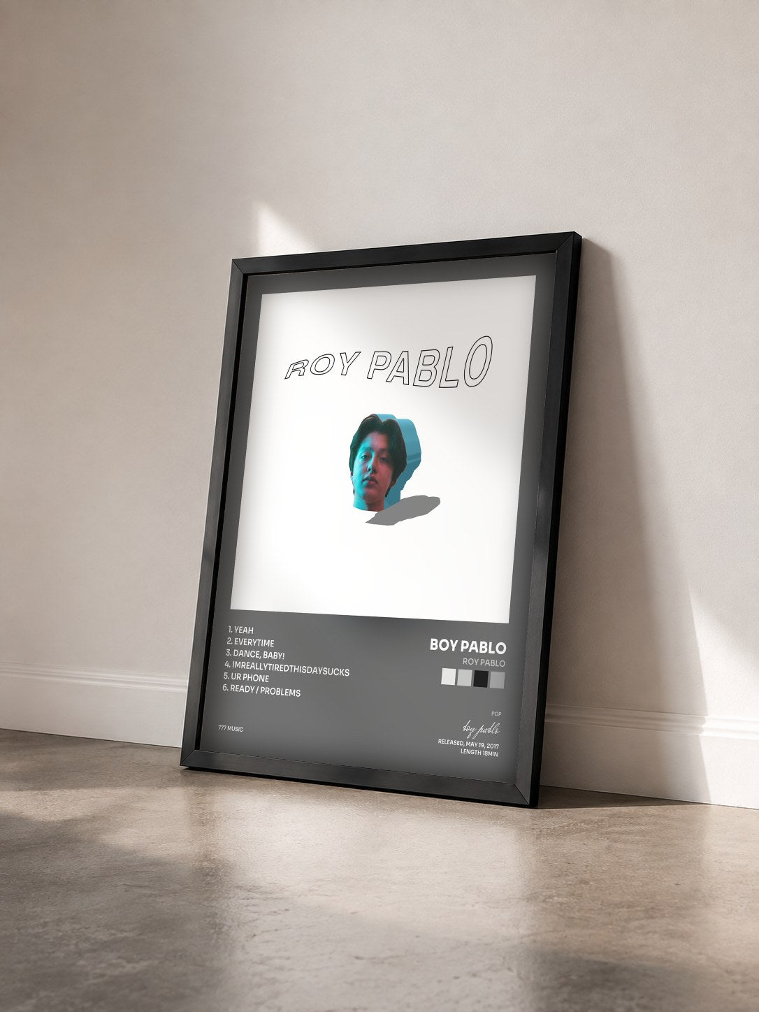 #noir Tableau de l'album Roy Pablo de boy pablo vu de trois quarts, cadre noir