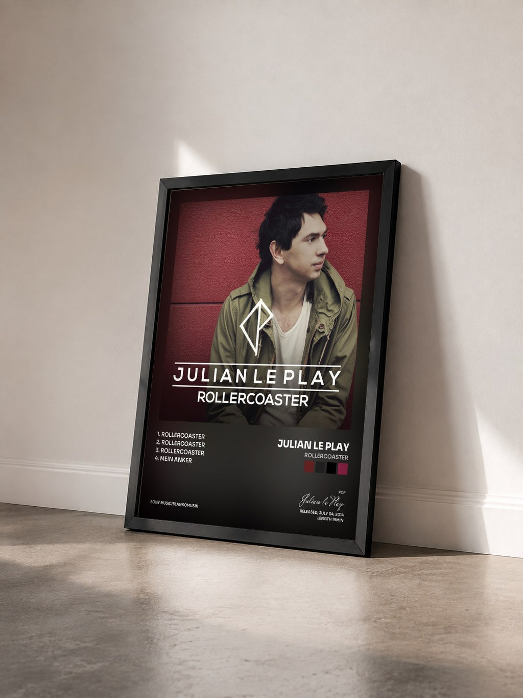 #noir Tableau de l'album Rollercoaster de Julian le Play vu de trois quarts, cadre noir