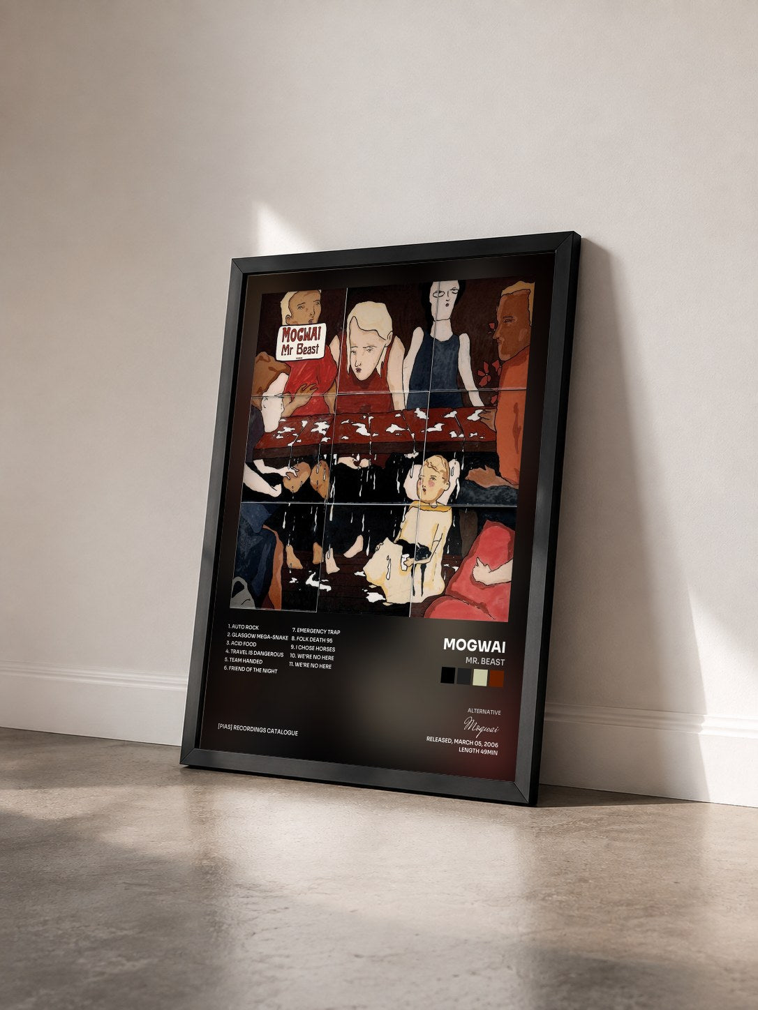 #noir Tableau de l'album Mr. Beast de Mogwai vu de trois quarts, cadre noir